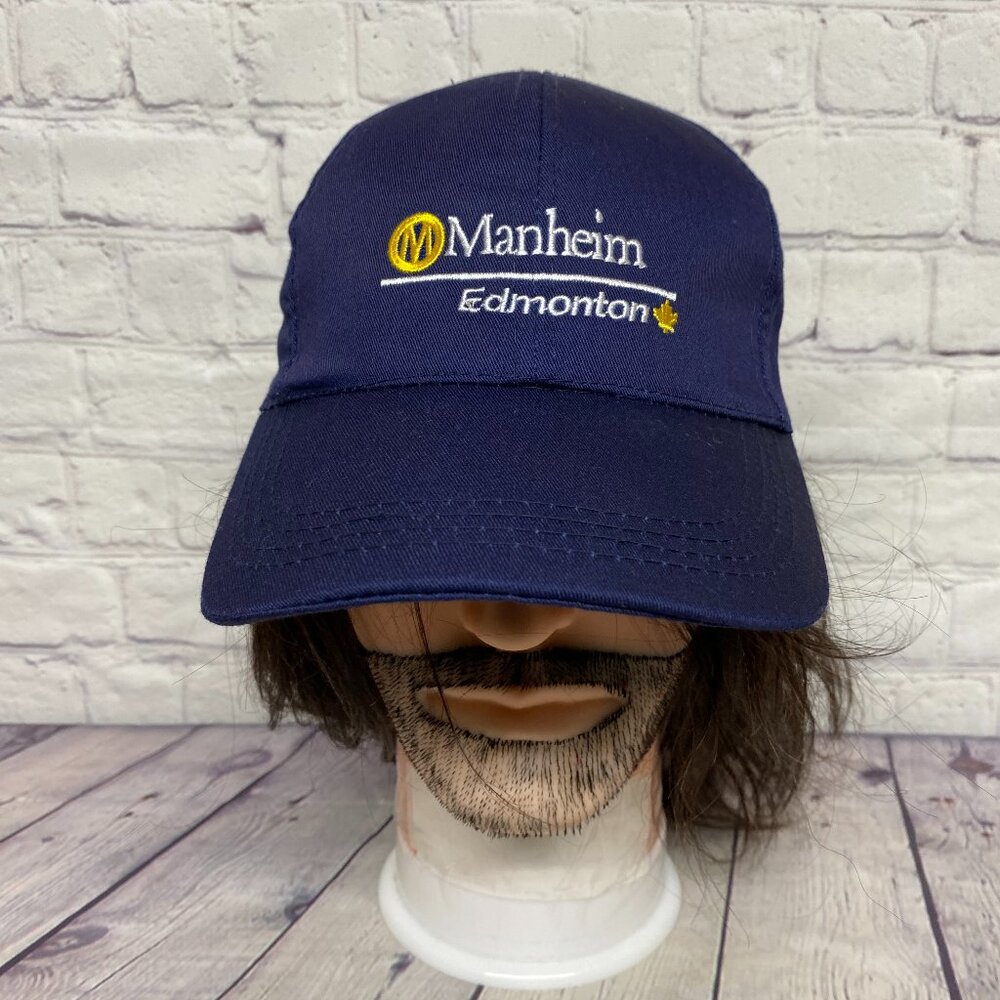 Manheim Edmonton Hat Cap Strap Back Navy Blue Embroidered Cotton Polyester
